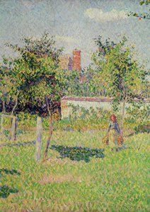 Mujer en el prado en Eragny, primavera, 1887 (detalle)